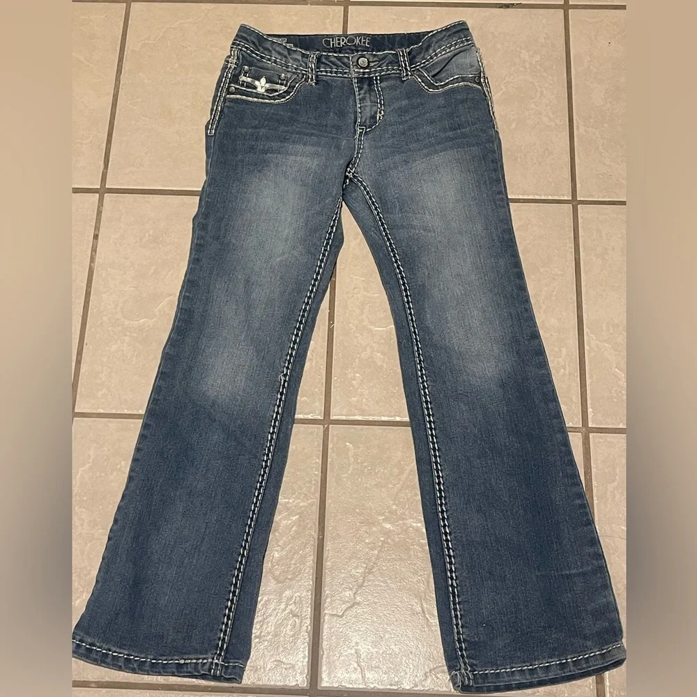 Cherokee Girl’s Mid-Dark Wash Bootcut Jeans Size 12